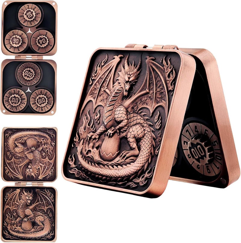 Haxtec Spinner Dice 7-in-1 Metal DND Dice Set Unique Dice Spinner Antique Compatible with Dungeons and Dragons in Magnetic Iron Box DND Gifts RPG Role Playing Rotate Gaming Dice - Image 1